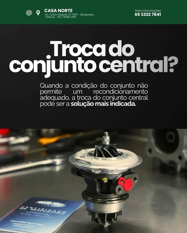 Conjunto central (CHRA) de turbina após a troca
